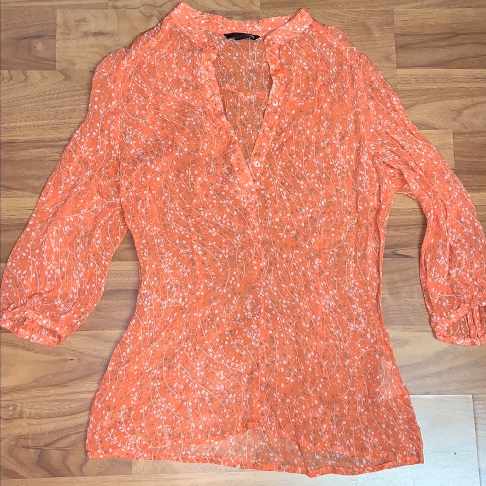 H & M Orange Printed Blouse